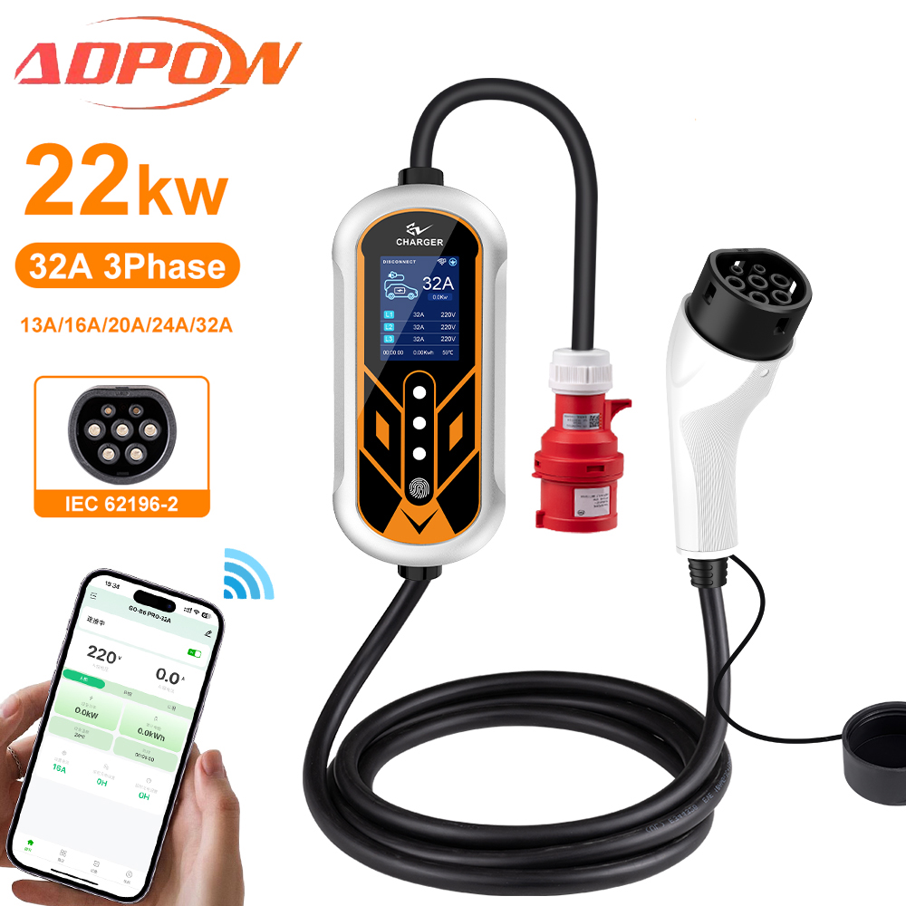 Portable Ev Charger - ADPOW 휴대용 32A Type2 EV 충전기