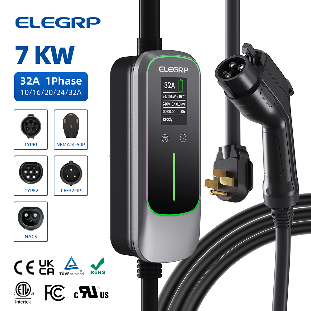 ELEGRP 32Amp 휴대용 전기 자동차 충전기, 모 - Home Ev Charger 리뷰 및 가격